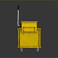 Yellow Mop Bucket With Caution Sign Wheels And Mop Handle For Cleaning