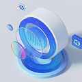 Modern 3D Smart Device With Blue White Design Transparent Panel And Function Icons 3d model