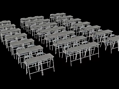 Neatly Arranged Multiple Metal Frame Desks In Classroom Training Room Setup 3d model