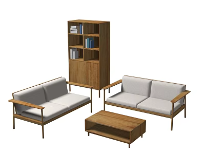 Sofa coffee table bookcase 3d model