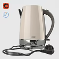 Sleek Beige Electric Kettle With Silver Base And Power Cord For Home Kitchen