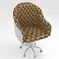 Brown Diamond Pattern Padded Office Chair With Metal Base And Swivel Casters