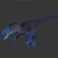 Small Purple Orange Dinosaur 3D Model With Open Mouth Standing Pose