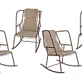 Stylish Outdoor Rocking Chairs With Metal Frame And Beige Seat Cushions