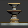 Elegant Garden Ornament Three Tiered Fountain With Square Base And Gold White Decoration