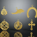 Golden Jewelry Pendants With Various Designs Anchor Dolphin Horseshoe Compass Eagle Cross