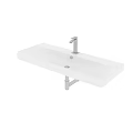 Modern White Wall Mounted Washbasin With Sleek Design And Chrome Faucet