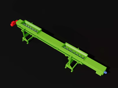Green Industrial Conveyor Equipment With Long Belt And Support Frames 3d model