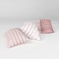 Soft Pink And White Grid Pattern Decorative Pillows For Home Sofa Decor 3d model