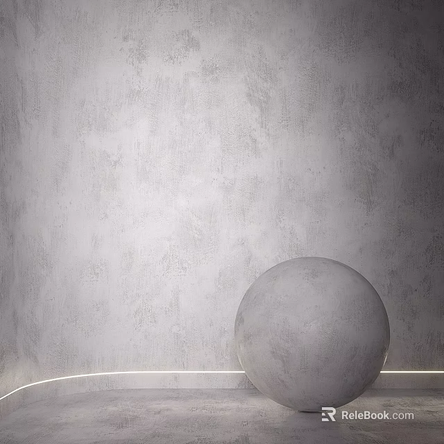 Circular Concrete Component with Light Strip Placed on Floor against Gray Wall 3d model