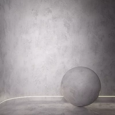 Circular Concrete Component with Light Strip Placed on Floor against Gray Wall 3d model