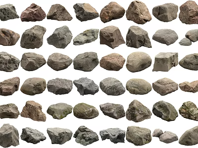 Diverse Natural Stone Varieties And Wood Materials For Decorative And Construction Uses 3d model