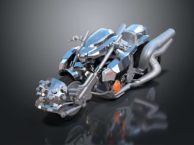 Futuristic Motorcycle Design With Sleek Metallic Body Unique Exhaust And Chrome Accents 3d model