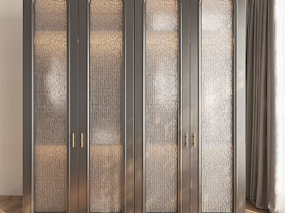 Modern Luxury Wardrobe Interior Design With Glass Doors And Metal Frame 3d model