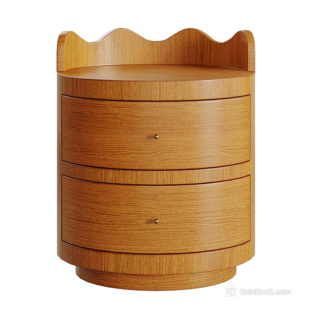 Wooden Storage Cabinet With Round Shape Multiple Brown Drawers And Modern Functional Design 3d model