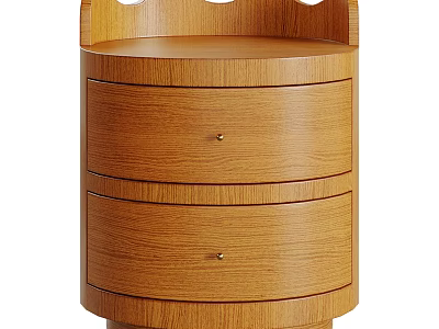 Wooden Storage Cabinet With Round Shape Multiple Brown Drawers And Modern Functional Design 3d model