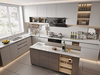 modern kitchen western kitchen open kitchen 3d model