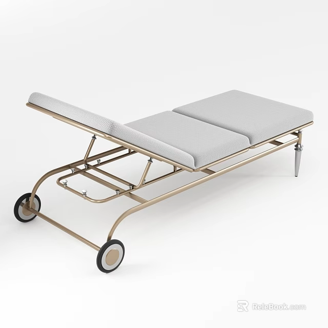 Sleek Modern Lounge Chair With Metal Frame Wheels And Gray Upholstered Cushions 3d model 