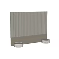 Modern Minimalist Bedroom Accent Wall With Vertical Wooden Slats And Marble Details