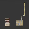 Classroom Scene Components With Green Blackboard Bulletin Board Desks Chairs Books And Cabinet