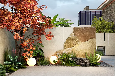 Modern landscape wall Enclosure courtyard door entrance landscape wall Enclosure 3d model