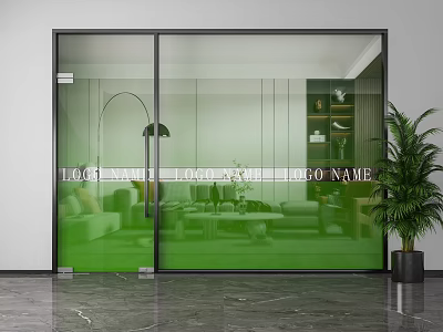 Modern Glass Sliding Partition With Metal Frame For Living Room Space Dividing 3d model