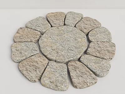 Natural Stone Stepping Stones With Circular Arrangement And Irregular Shapes Design 3d model