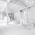 Traditional Tea House Interior With Wooden Beams Hanging Chinese Lanterns And Decorative Screens