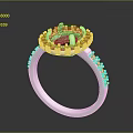 Elegant Silver Ring With Round Green Gemstone And Sparkling Diamond Accents