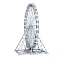 Ferris Wheel Amusement Park Ride With Metal Structure And Black Cabins For Outdoor Entertainment