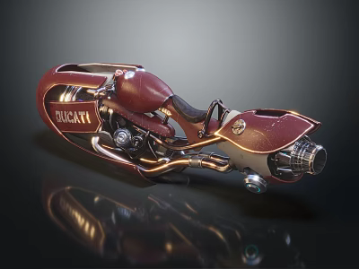 Red Talent Motorcycle With Sleek Unique Design And Metallic Reflective Surface 3d model