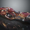 Red Talent Motorcycle With Sleek Unique Design And Metallic Reflective Surface 3d model