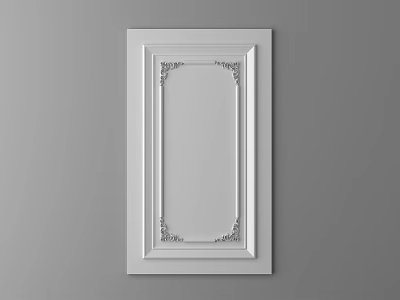Classic Elegant White Wardrobe Door With Decorative Frame And Ornate Details 3d model