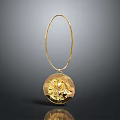 Gold Hoop Pendant Necklace With Circular Engraved Decorative Design Elegant Fashion Accessory