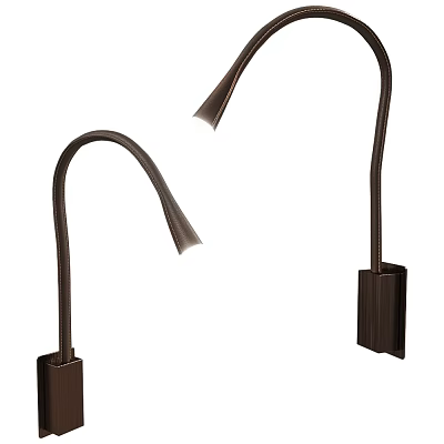 Modern Curved Arm Wall Lamps With Sleek Bronze Finish For Indoor Home Decor 3d model