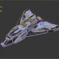 Advanced Blue Futuristic Spaceship Featuring Sharp Edges And Intricate Design 3d model