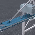 Industrial Gantry Crane With White Metal Frame And Blue Conveyor For Port Cargo Handling