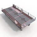 Industrial Platform With Metal Railings Concrete Surface And Circular Holes