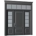 Stylish Dark Gray Hinged Door With Glass Panels And Sleek Frame Design