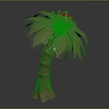 Lush Tropical Plant With Green Leaves Red Flower And Brown Trunk Structure