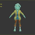 Cartoon Elderly Woman With White Hair Glasses Orange Jacket Blue Shirt Red Pants White Shoes