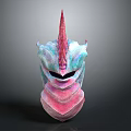 Iridescent Fantasy Helmet With Spiked Top And Pink Blue Gradient Layered Design