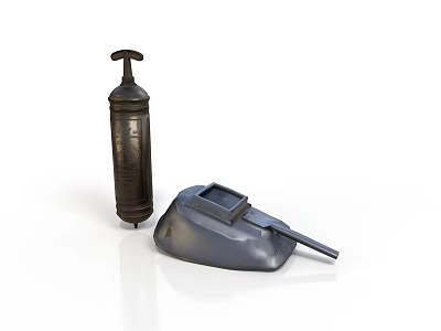 Vintage Metal Hand Pump And Oil Tank With Classic Design And Rustic Look 3d model