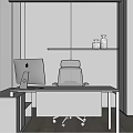 Modern Office Interior With White Desk Computer Chair And Wooden Floor