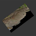 Detailed Terrain Model Showcasing Natural Rocks Vegetation Soil Layers And Water