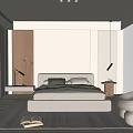 Modern Bedroom Interior Design With Minimalist Bed Wooden Wardrobe And Pendant Light