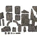 Various Shaped Stone Building Components Including Arches Columns And Blocks 3d model