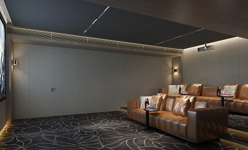 modern video room video hall 3d model