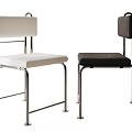 Leisure Chairs In Different Styles With Metal Wooden Frames And White Black Cushions