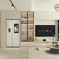 Modern Dining and Living Room Interior With Open Concept Sofa Dining Table And Lighting